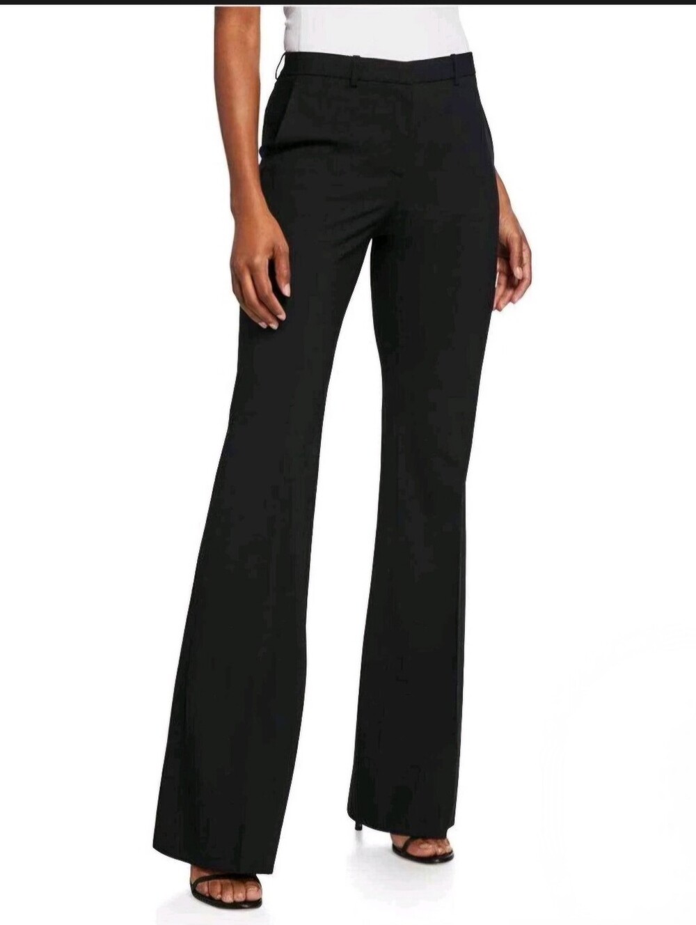 Theory Emery Black Tailor Wide Leg Pant With Side Pockets